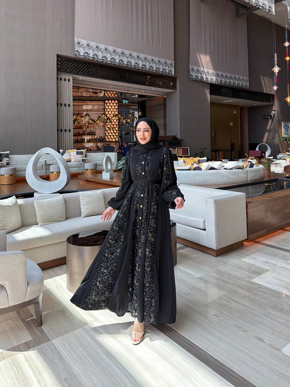 Tasarım Abaya Elbise - Siyah ÖN SİPARİŞ 
