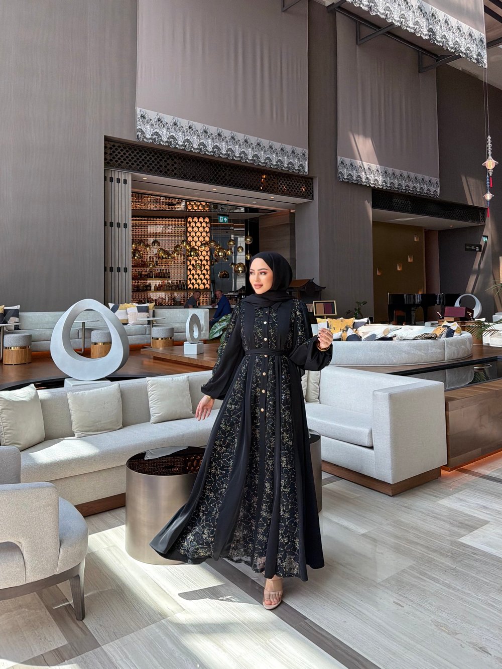 Tasarım Abaya Elbise - Siyah ÖN SİPARİŞ 