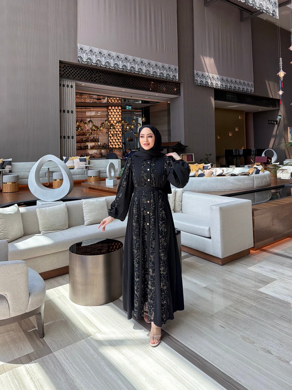Tasarım Abaya Elbise - Siyah ÖN SİPARİŞ 