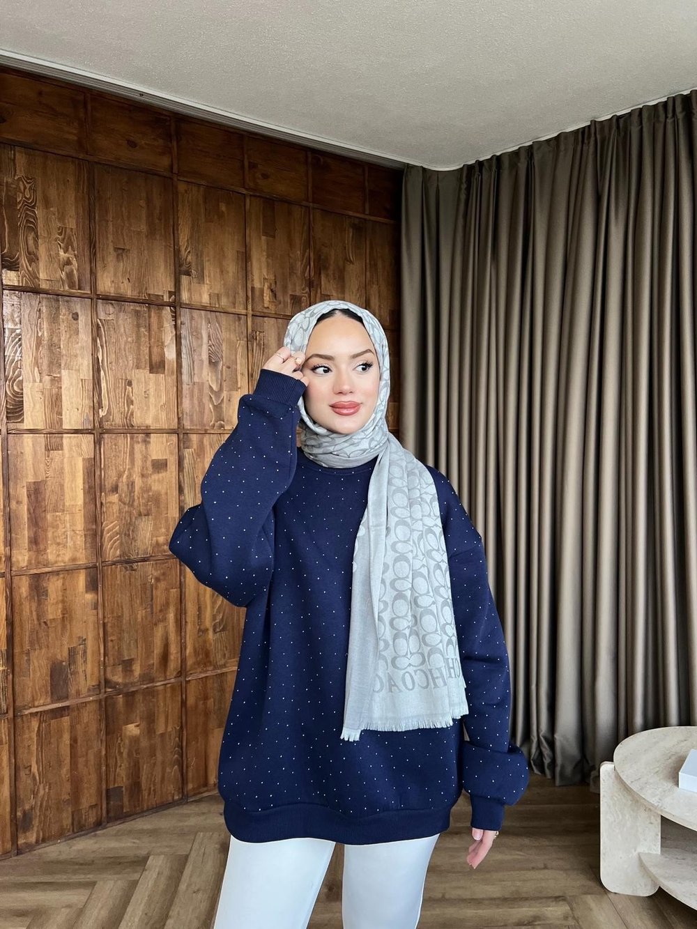 Taşlı Lima Sweat - Lacivert