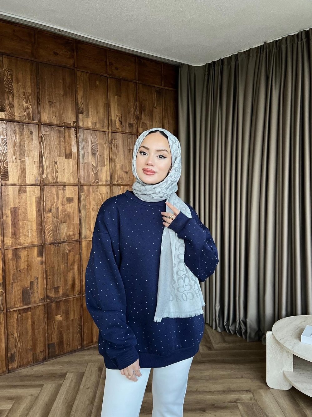 Taşlı Lima Sweat - Lacivert