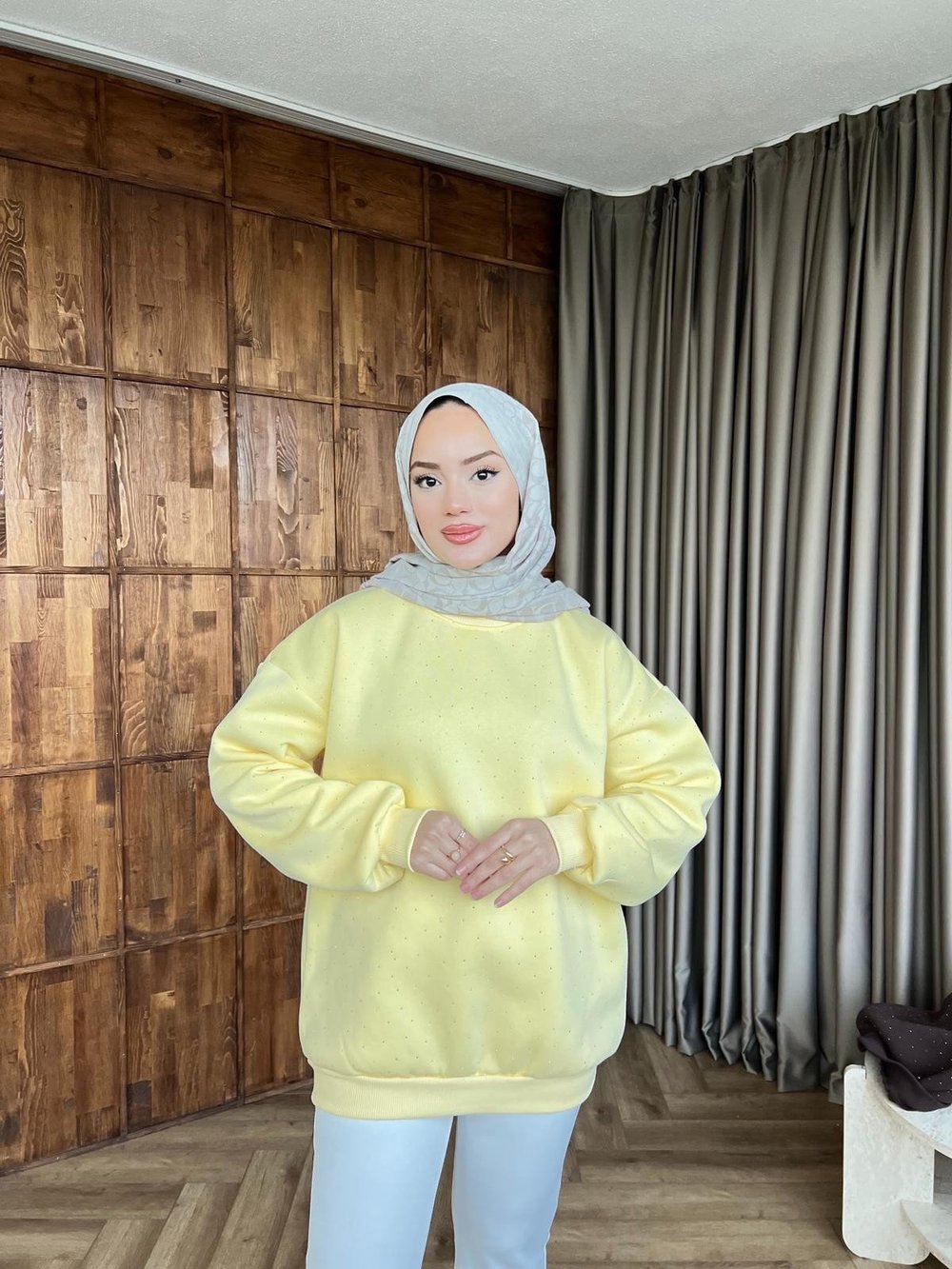 Taşlı Lima Sweat - Sarı