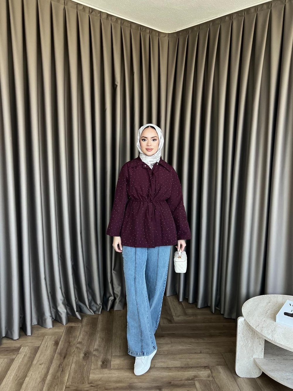 Taşlı Trenç - Mürdüm