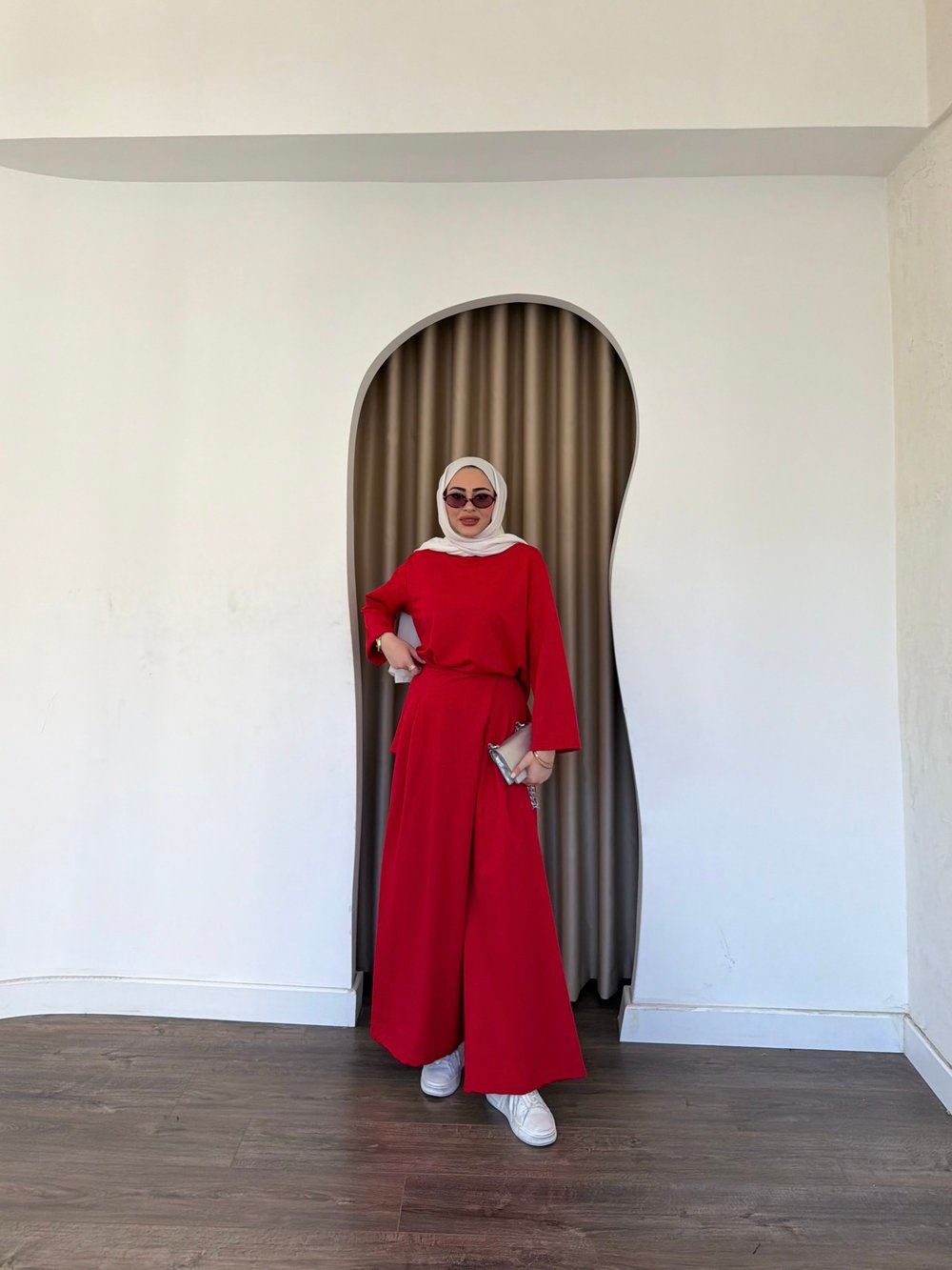 Uraz Pantolon Büzgülü Takım - Kırmızı