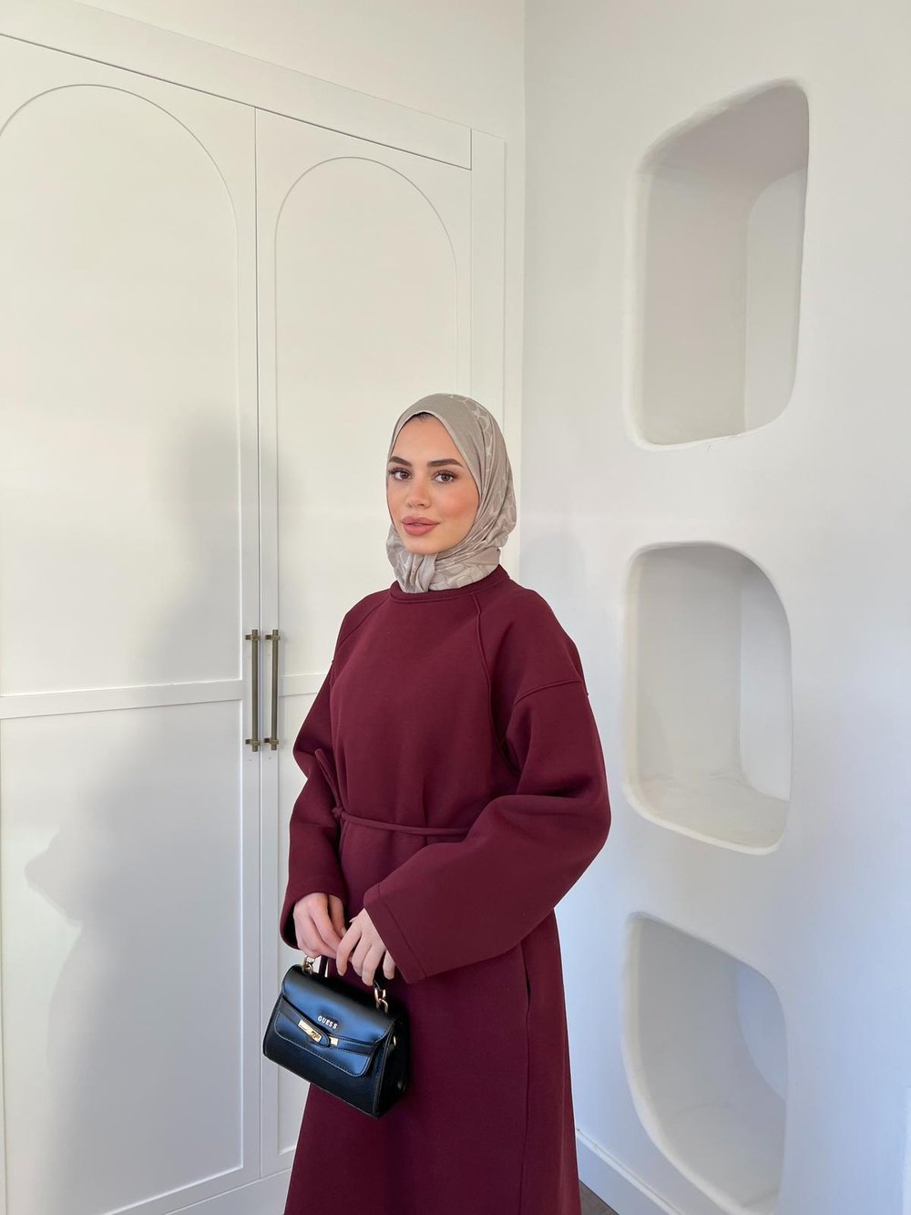 Wennes 3İplik Elbise Bordo