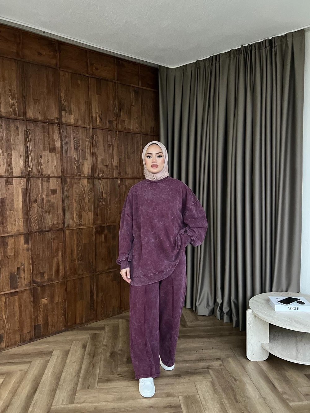 Yıkamalı Eşofman Takım - Mürdüm