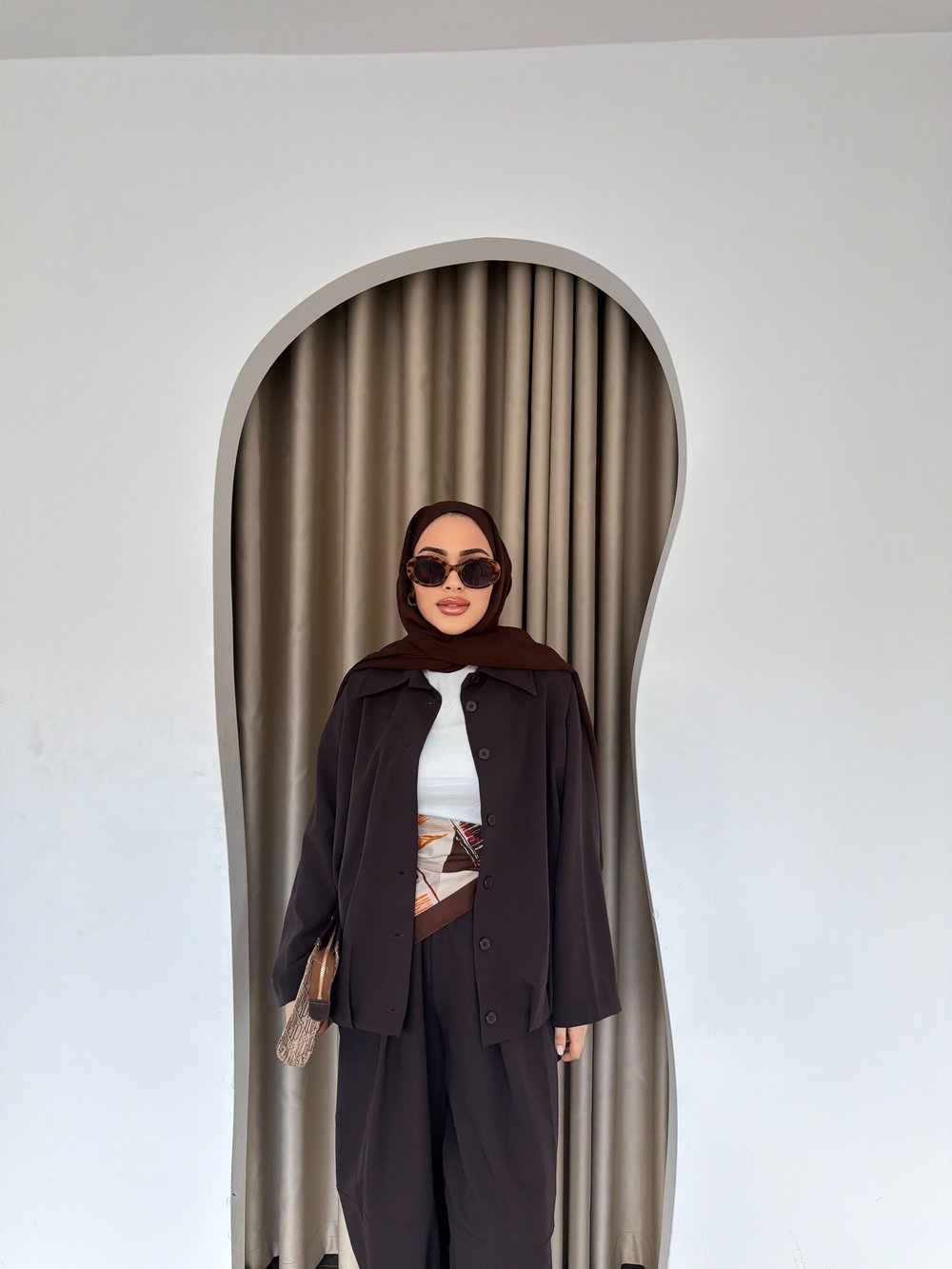 Zişa Düğmeli Takım - Kahve
