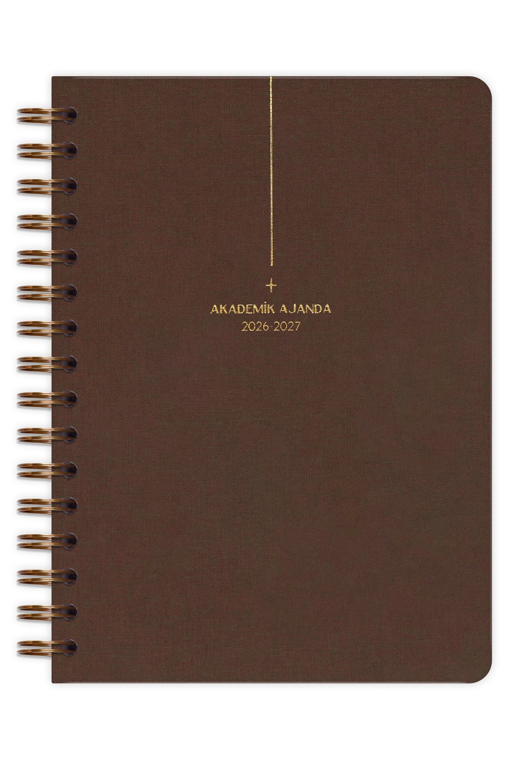 Matt Notebook 2026-2027 A5 Keten Akademik Ajanda Spiralli 15x21 cm - 17 Aylık Kahverengi
