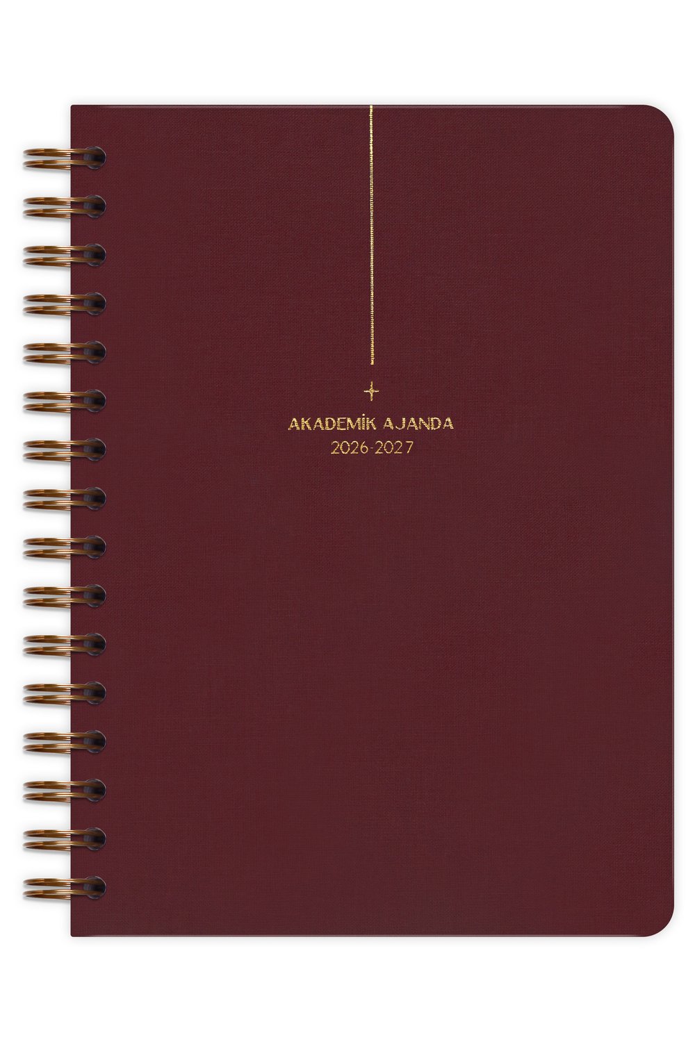 Matt Notebook 2026-2027 A5 Keten Akademik Ajanda Spiralli 15x21 cm - 17 Aylık Bordo