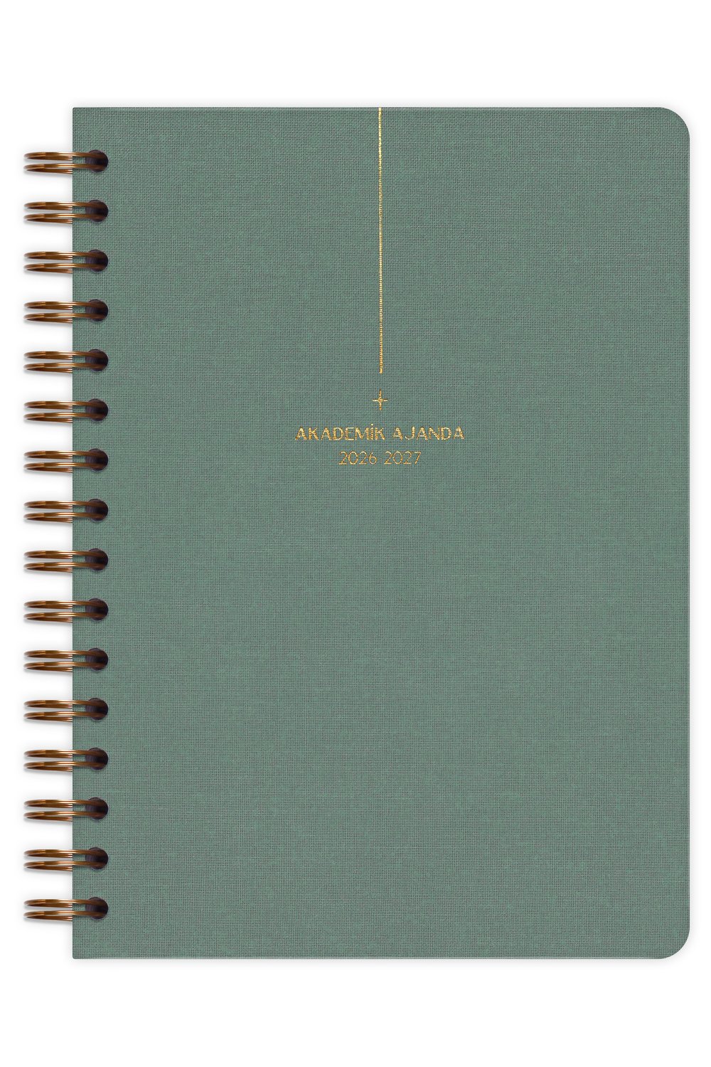 Matt Notebook 2026-2027 A5 Keten Akademik Ajanda Spiralli 15x21 cm - 17 Aylık Yeşil