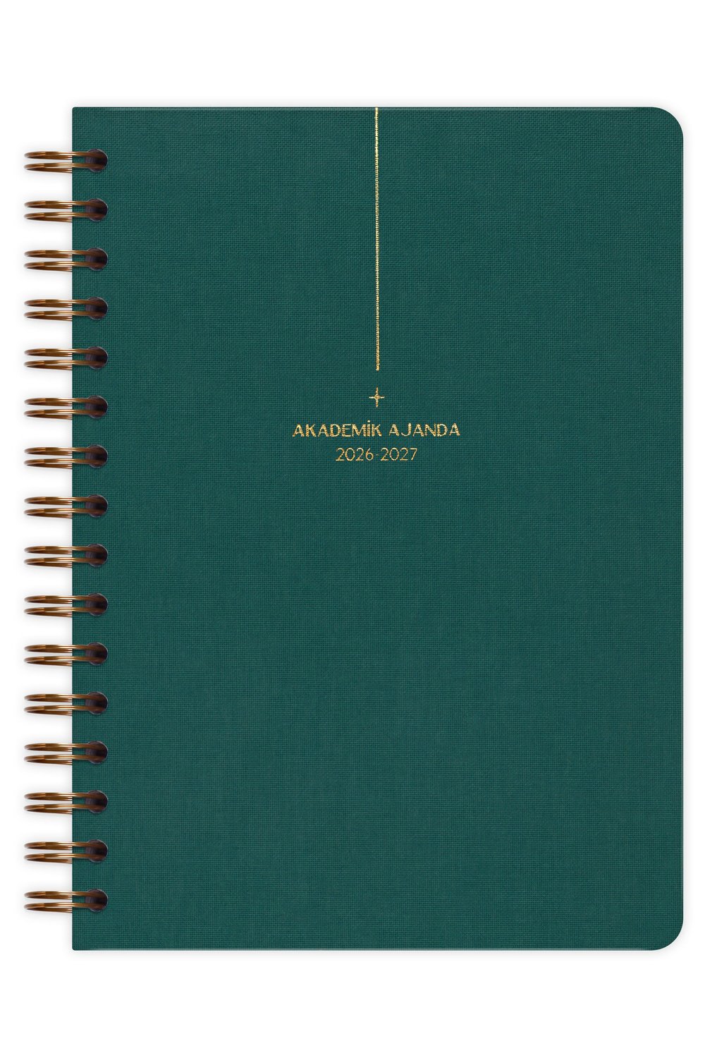 Matt Notebook 2026-2027 A5 Keten Akademik Ajanda Spiralli 15x21 cm - 17 Aylık Koyu Yeşil