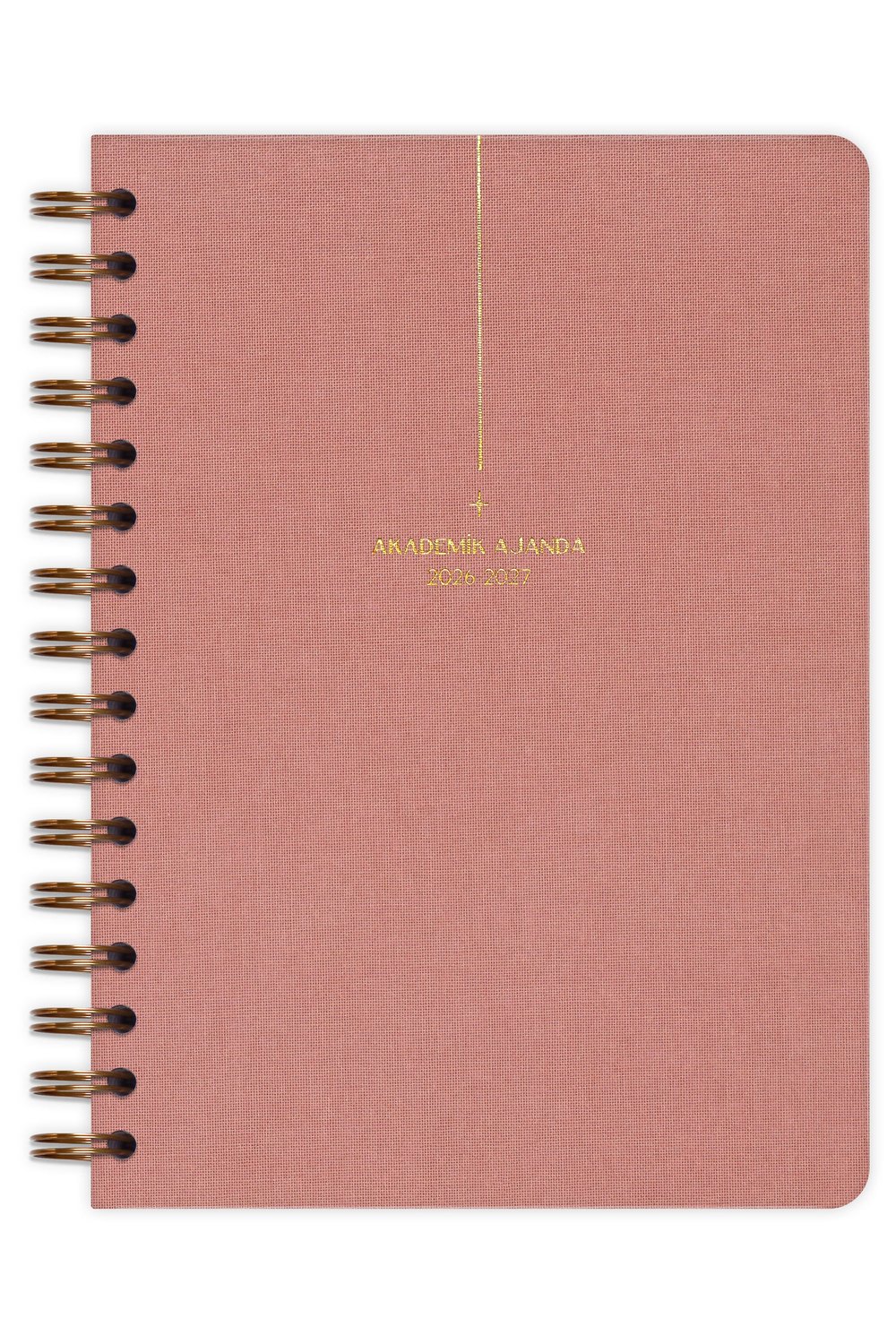Matt Notebook 2026-2027 A5 Keten Akademik Ajanda Spiralli 15x21 cm - 17 Aylık Pembe
