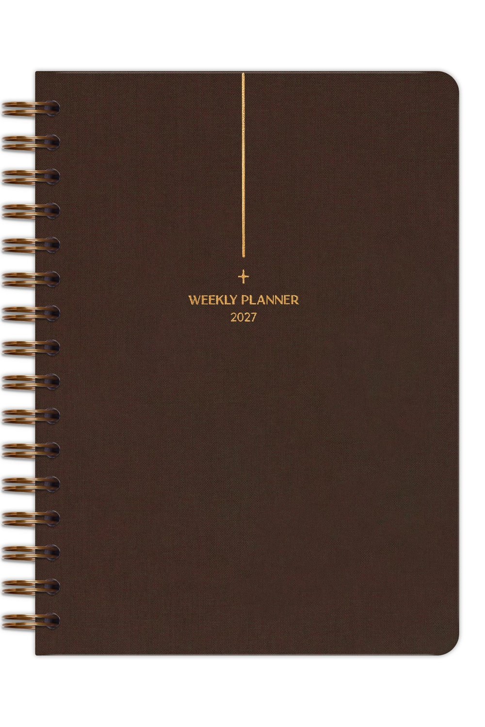 Matt Notebook 2027 Yılı A5 Keten Ajanda Spiralli 15x21 cm - 12 Aylık Kahverengi