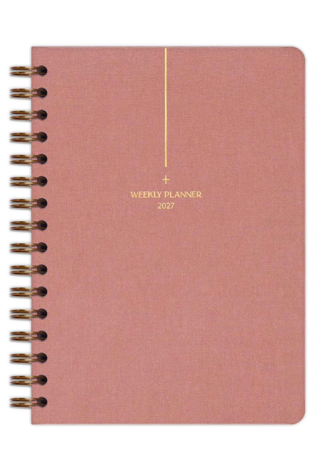 Matt Notebook 2027 Yılı A5 Keten Ajanda Spiralli 15x21 cm - 12 Aylık Pembe