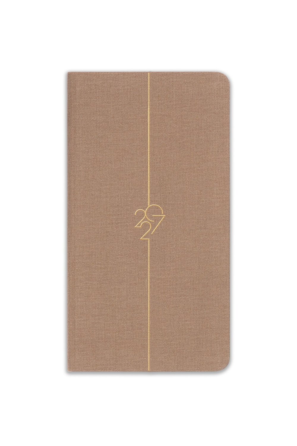 Matt Notebook 2027 Yılı Haftalık Keten 9x17 cm Cep Ajandası 12 Aylık Sütlü Kahve