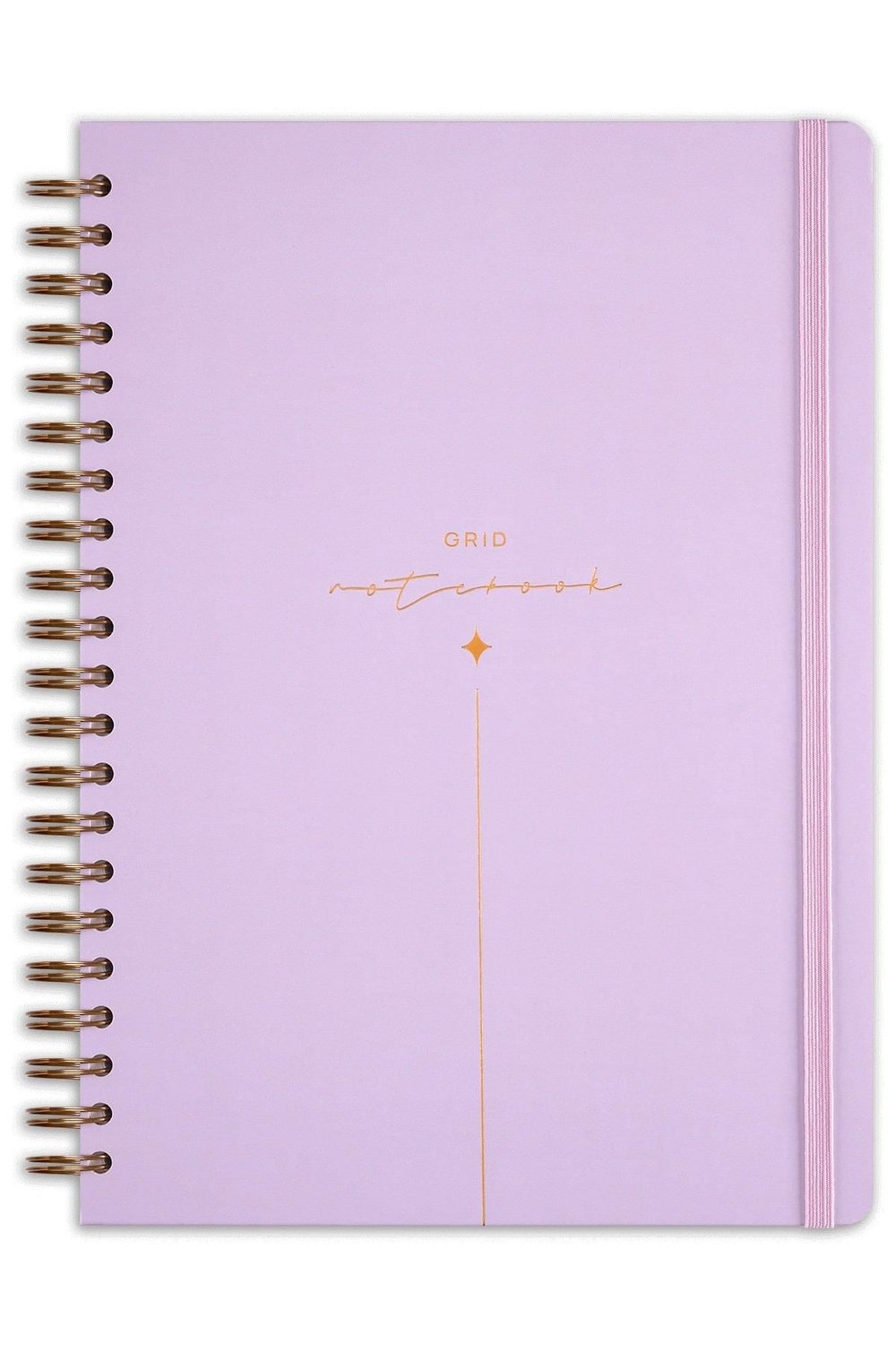Matt Notebook 20x28 cm A4 Lastikli Spiralli Sert Kapak Not Defteri Kareli Lila