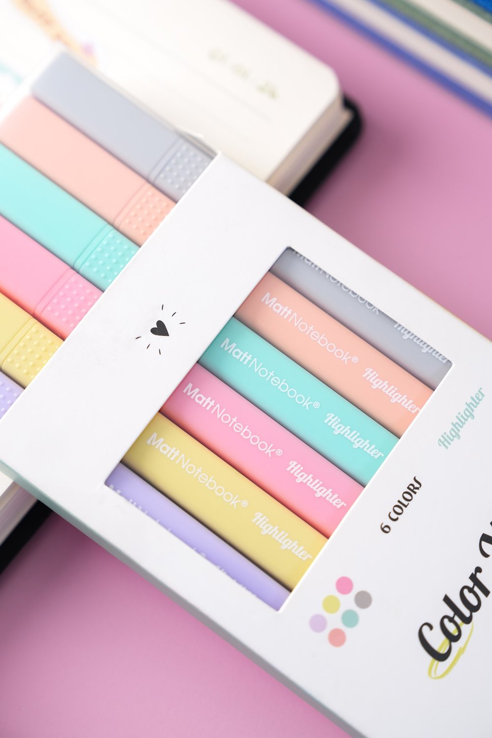 Matt Notebook 6'lı Highlighter Pastel Renk Fosforlu Kalem Seti