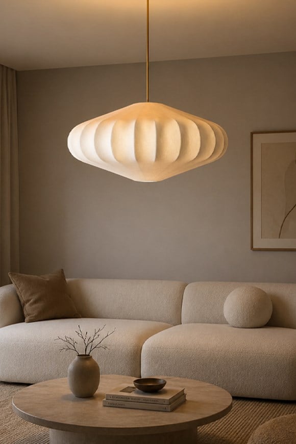 Beyaz Polimer Avize 60 cm