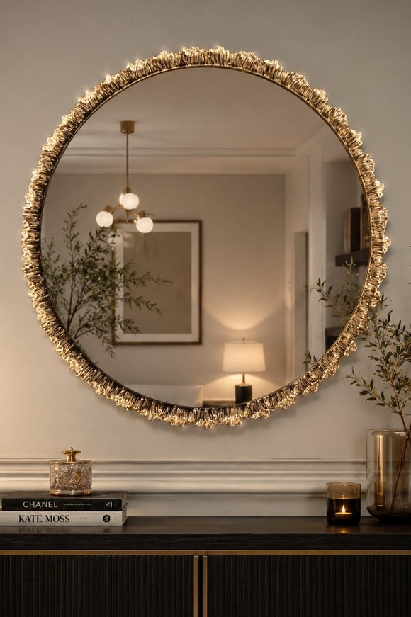Yuvarlak LEDli Akrilik Ayna 80 cm