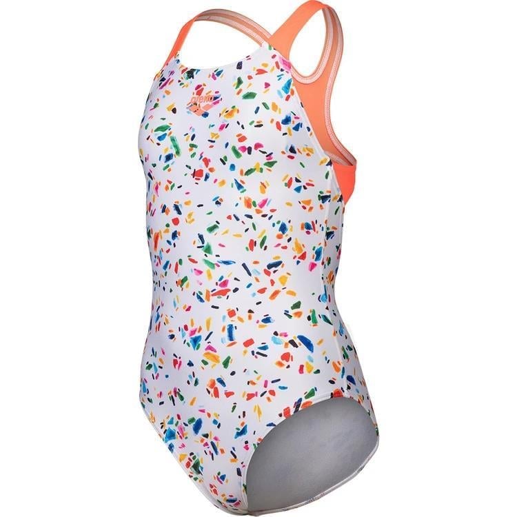 ARENA CONFETTI SWIMSUİT WHİTE MULTİ-BRIGHT CORAL