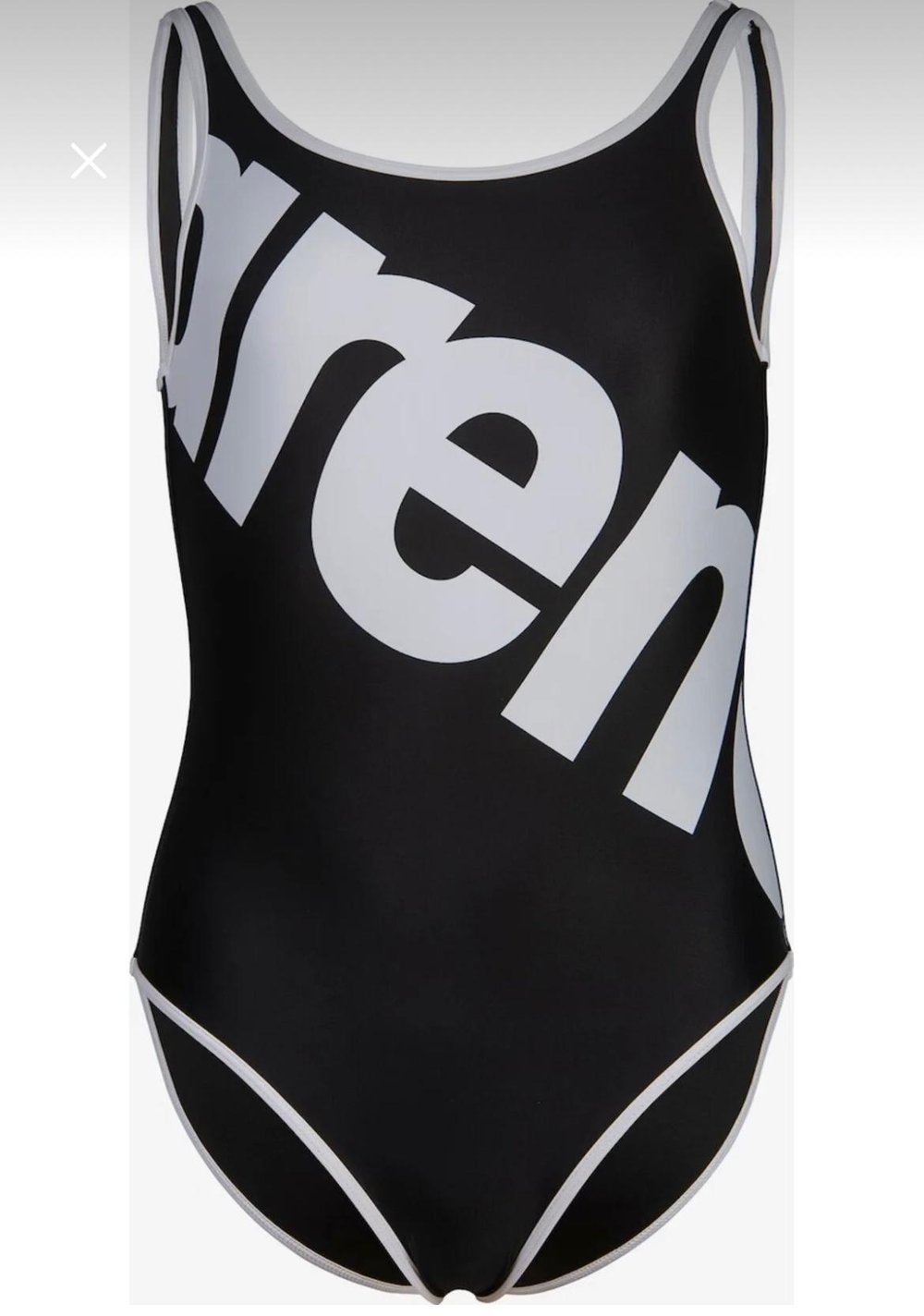 GIRL'S ARENA LOGO SWIMSUIT BLACK-WHITE