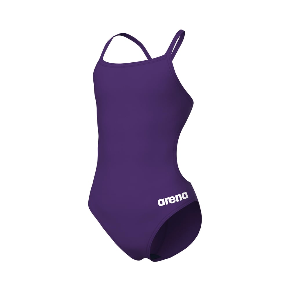 GIRL'S TEAM SWIMSUIT CHALLENGE SOLID PLUM-WHITE