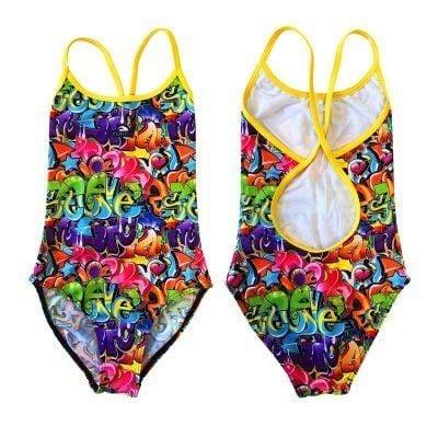 TURBO SWIMMING SUIT HAPPY GIRL GRAFITTI FULLY PRINTED