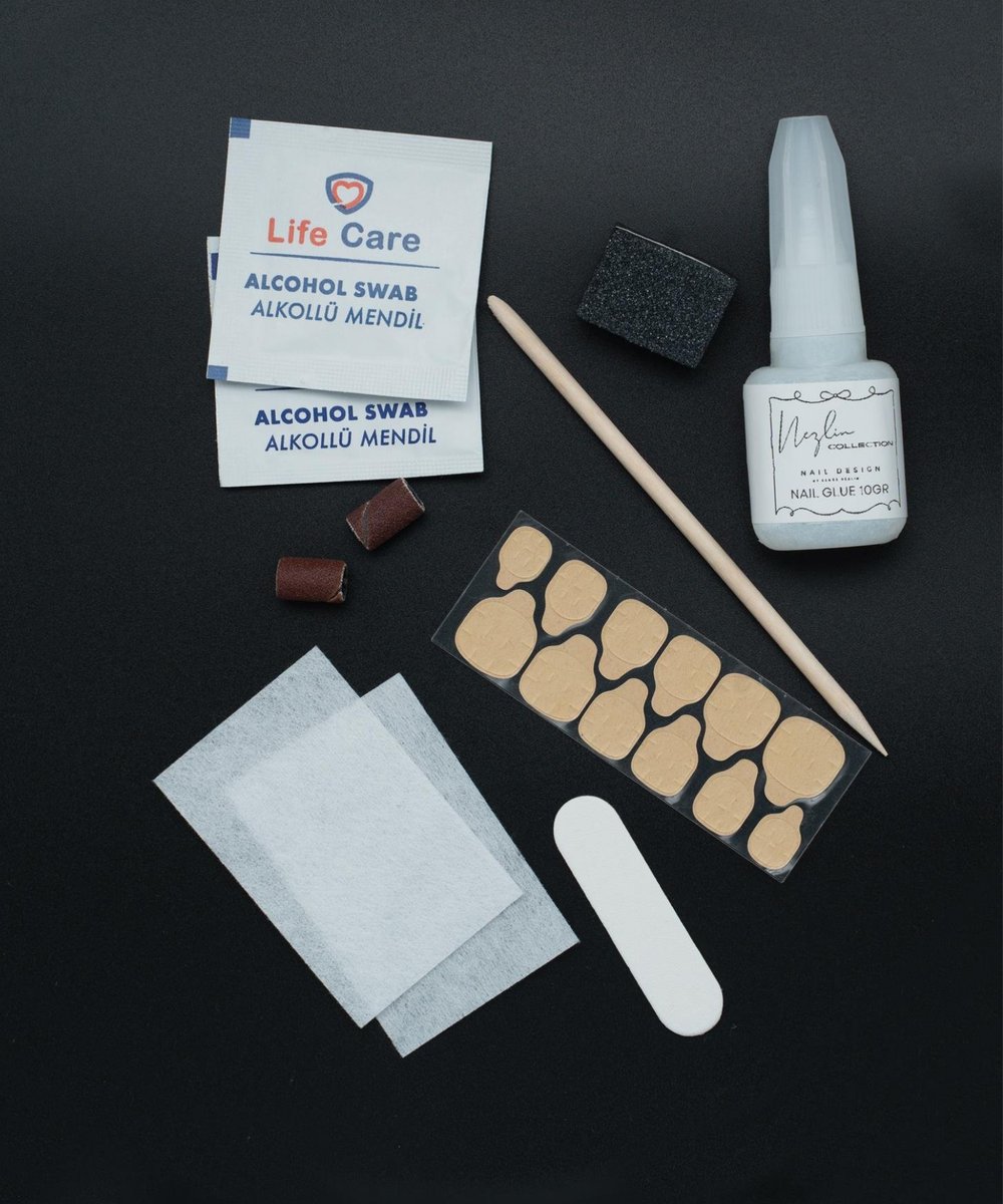 Angelic Charm Protez Jel Takma Tırnak - El Yapımı Kalıcı Oje Nail French Diamond Haç - NC101