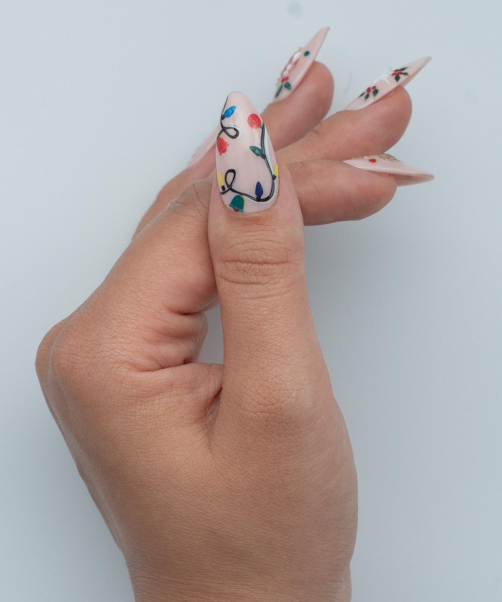 Berry Christmas Protez Jel Takma Tırnak - El Yapımı Kalıcı Oje Nail Art Christmas - NC131