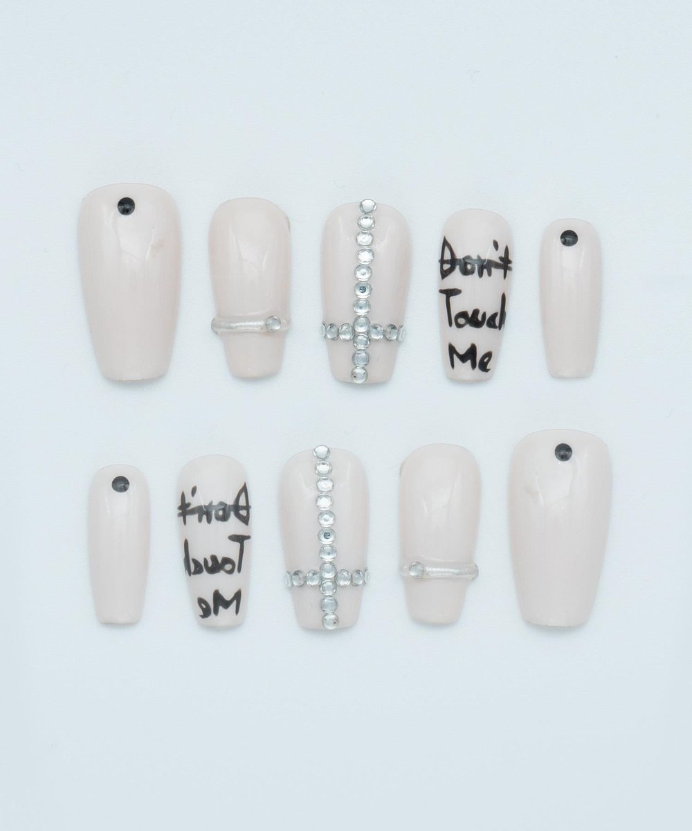 Dont Touch Me Protez Jel Takma Tırnak - El Yapımı Kalıcı Oje Nail Art Diamond Chrome - NC128
