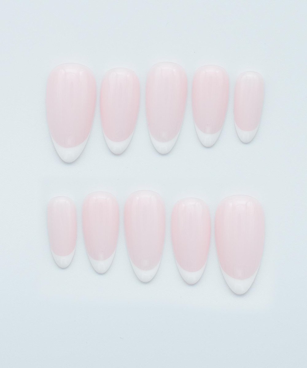 French Touch Protez Jel Takma Tırnak - El Yapımı Kalıcı Oje Nail Art - NC119