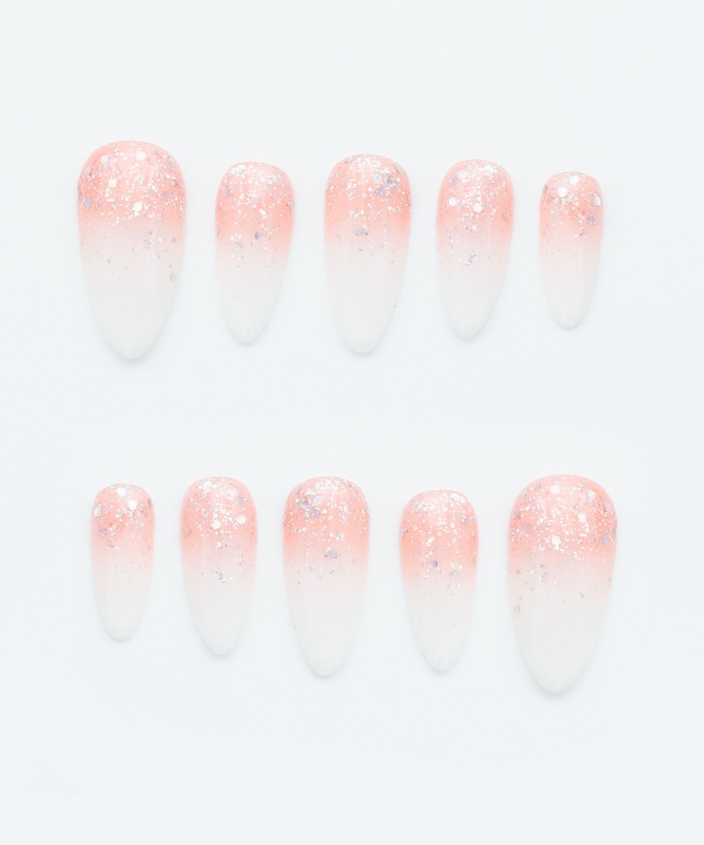Glitter Ombre Protez Jel Takma  Tırnak - El Yapımı  Kalıcı Oje 3D Nail Art - NC221