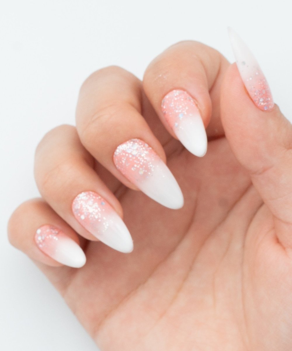 Glitter Ombre Protez Jel Takma  Tırnak - El Yapımı  Kalıcı Oje 3D Nail Art - NC221