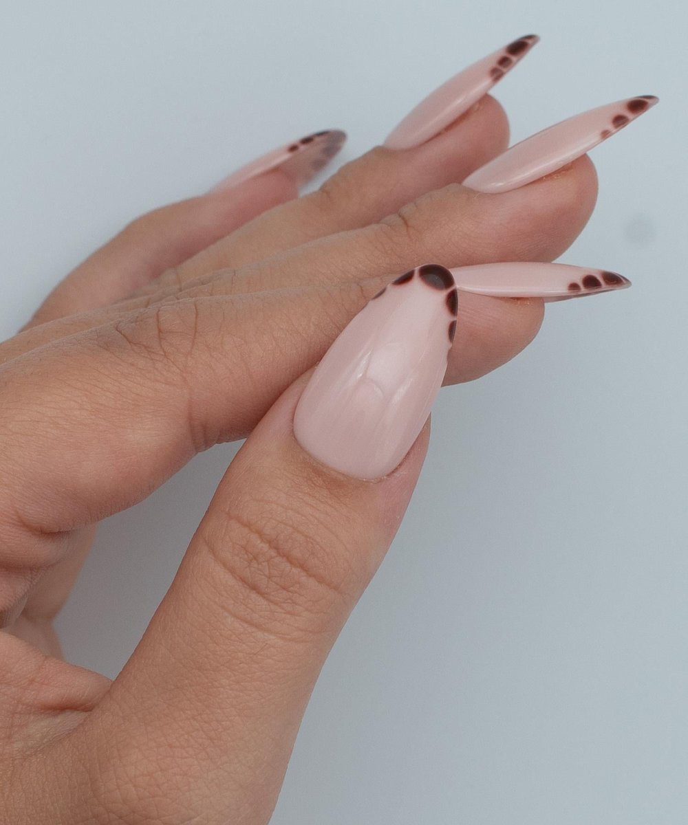 Jaguar Paws Protez Jel Takma Tırnak - El Yapımı Kalıcı Oje Nail Art French Blooming - NC118