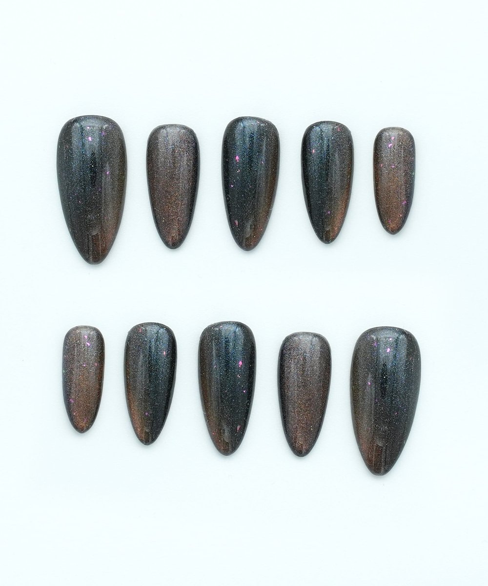 Nebula Protez Jel Takma  Tırnak - El Yapımı  Kalıcı Oje Nail Art Cat Eye - NC217