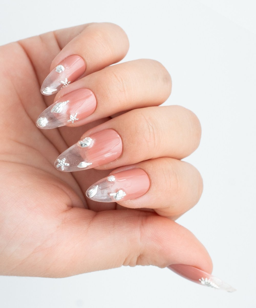 Ocean Glow Ombre Protez Jel Takma Tırnak - El Yapımı Kalıcı Oje Nail Art - NC218