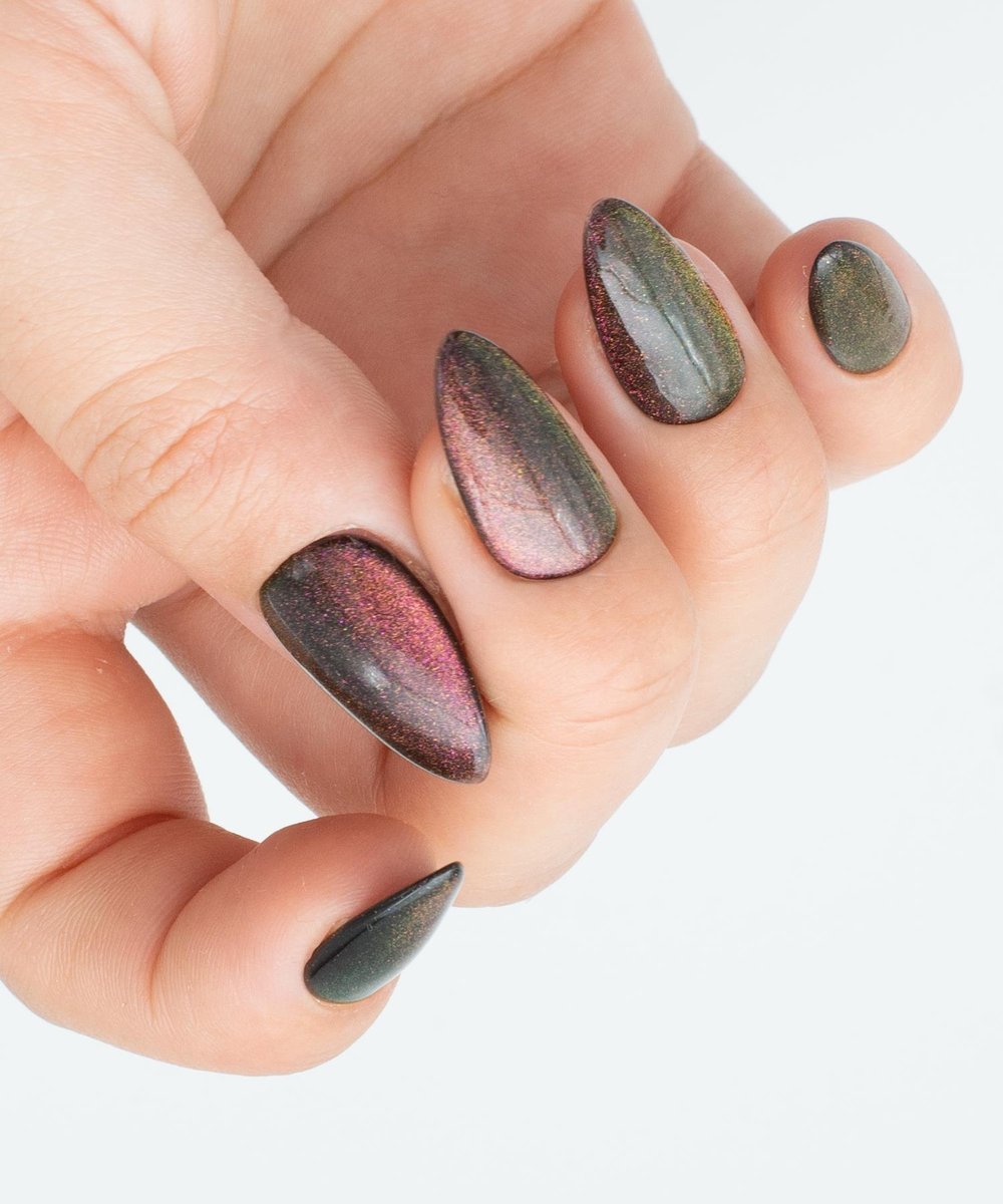 Cosmic Dust Protez Jel Takma  Tırnak - El Yapımı  Kalıcı Oje Nail Art Cat Eye - NC208