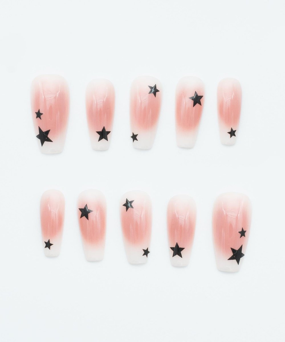 Starry Void Protez Jel Takma Tırnak - El Yapımı Kalıcı Oje Nail Art Ombre Star - NC215