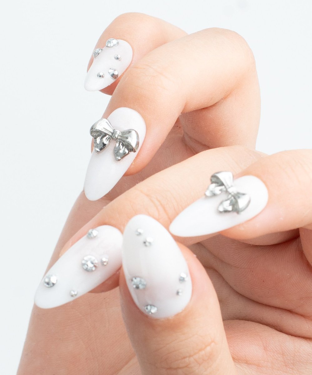 Ribbon Charm Protez Jel Takma Tırnak - El Yapımı Kalıcı Oje Nail Art - NC227