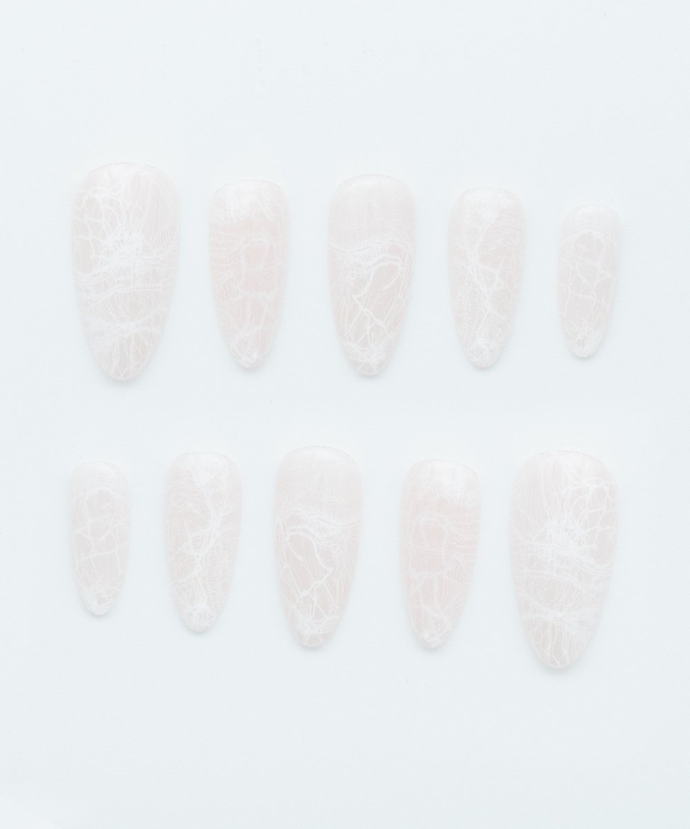 Soft Bridal Lace Protez Jel Takma Tırnak - El Yapımı Kalıcı Oje Nail Art Dantel - NC234
