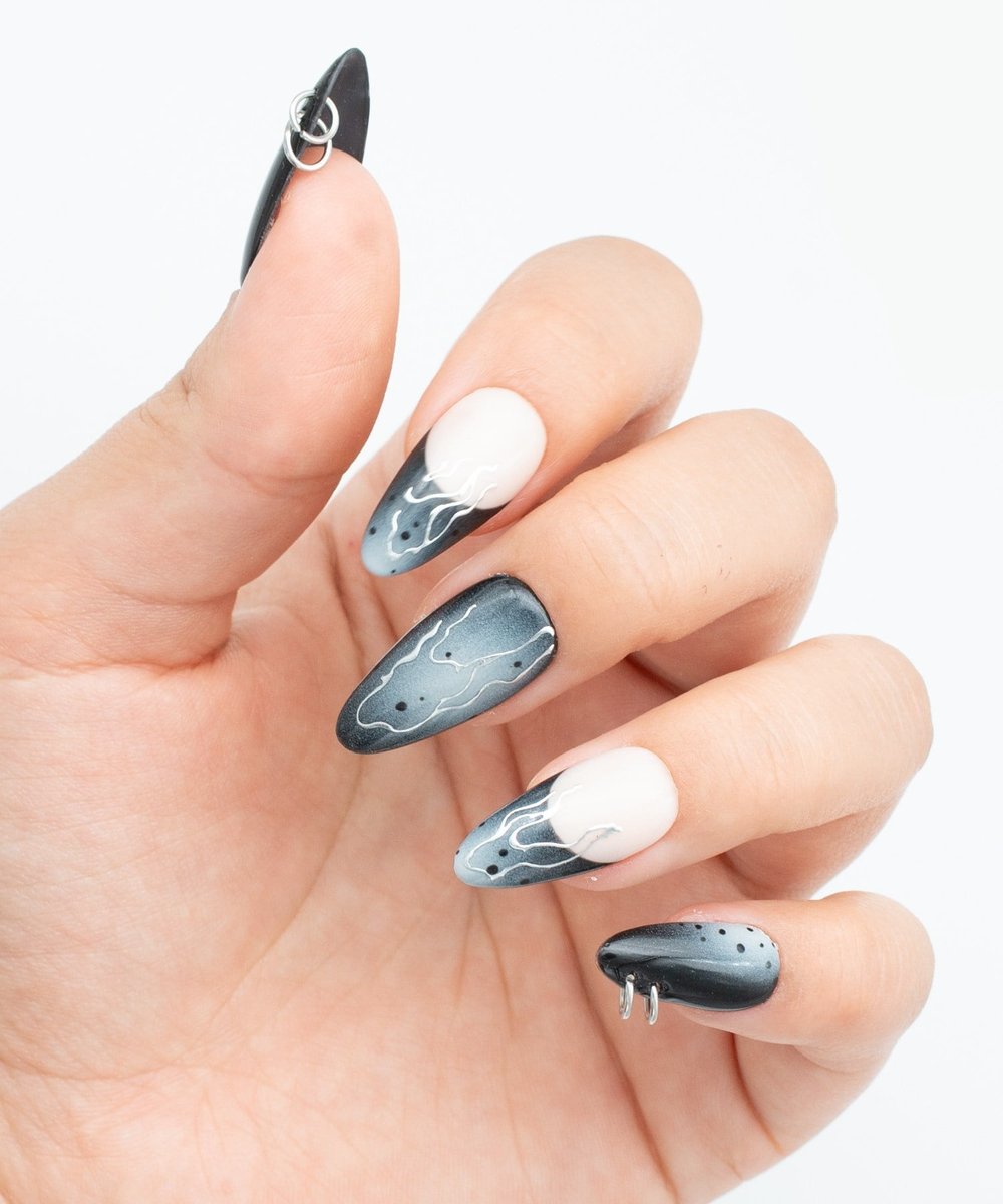 Steel Fade 2 Protez Jel Takma  Tırnak - El Yapımı  Kalıcı Oje 3D Nail Art Ombre - NC236