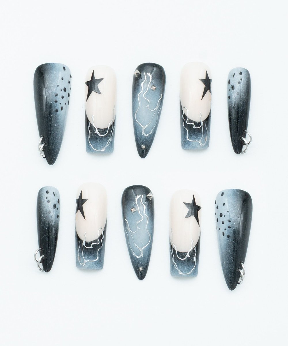 Steel Fade Protez Jel Takma  Tırnak - El Yapımı  Kalıcı Oje 3D Nail Art Ombre - NC239