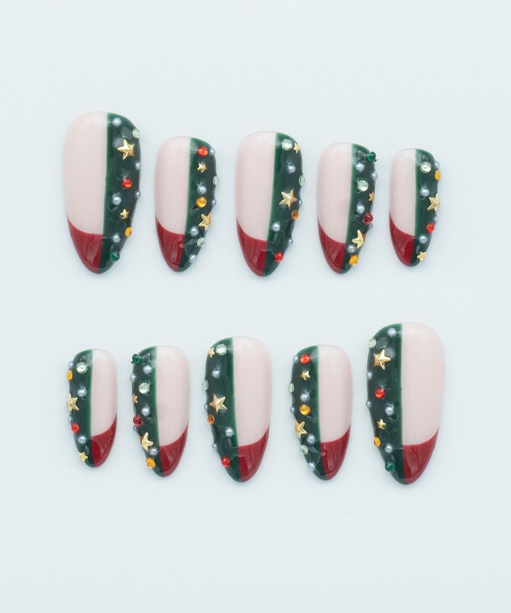 Steppe New Year Protez Jel Takma Tırnak -El Yapımı Kalıcı Oje Nail Art Yılbaşı Christmas -NC162