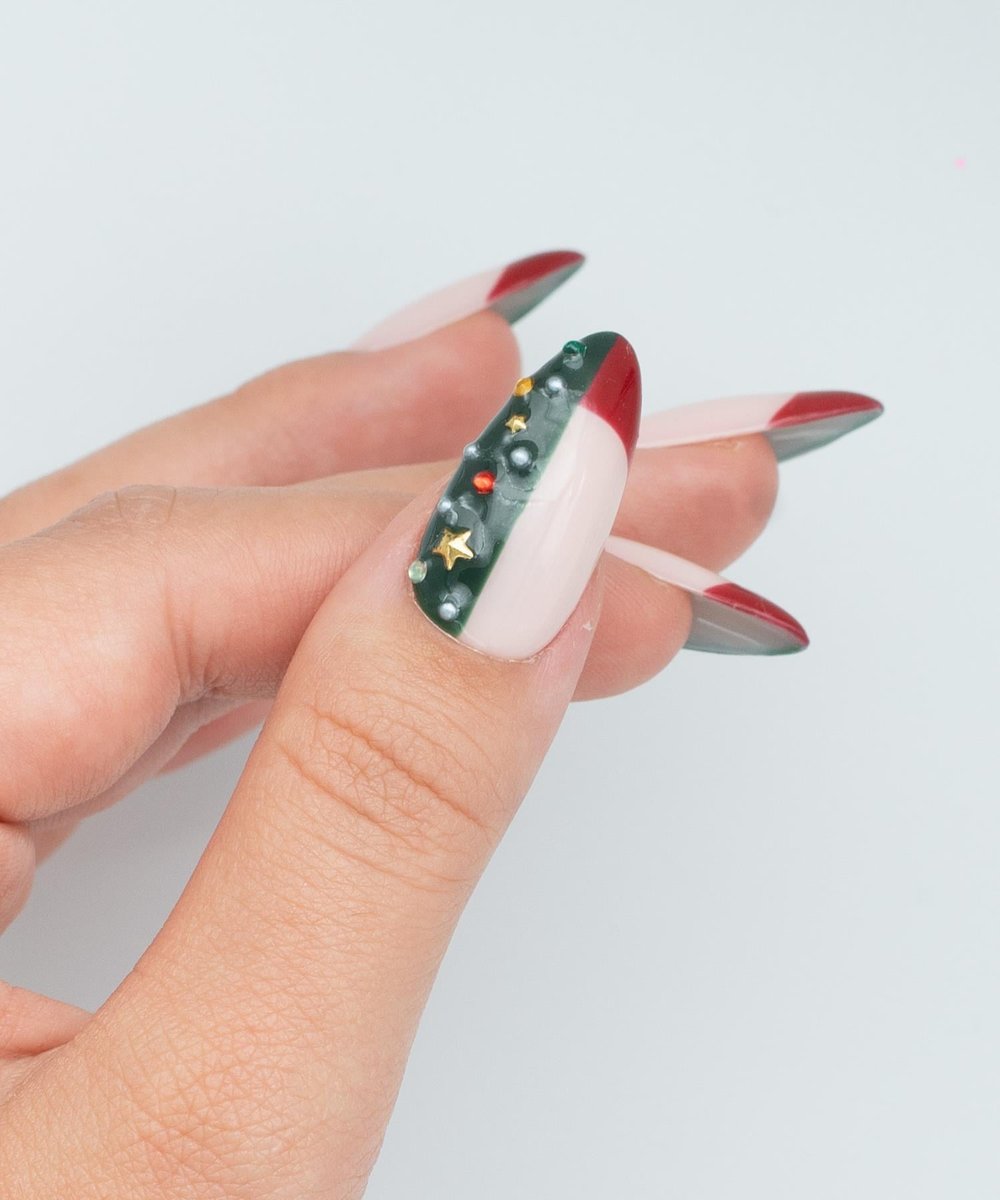 Steppe New Year Protez Jel Takma Tırnak -El Yapımı Kalıcı Oje Nail Art Yılbaşı Christmas -NC162