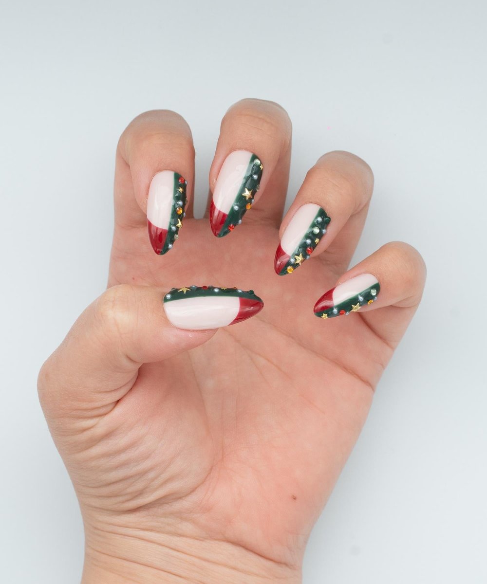 Steppe New Year Protez Jel Takma Tırnak -El Yapımı Kalıcı Oje Nail Art Yılbaşı Christmas -NC162
