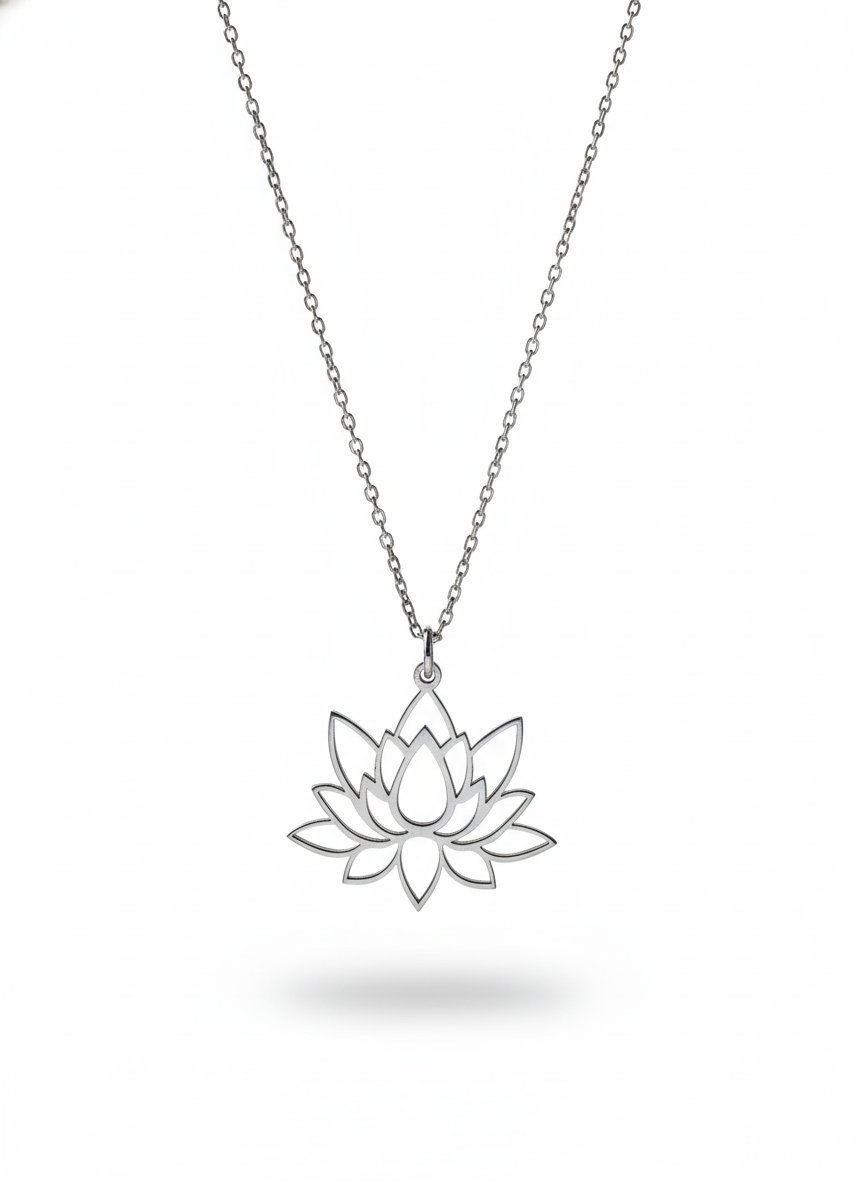 Gümüş Lotus Çiçeği Kolye