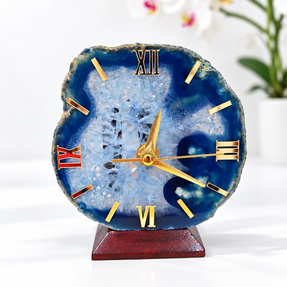 Akik ve Kuvars Kristalli Masa Saati – MNR1300