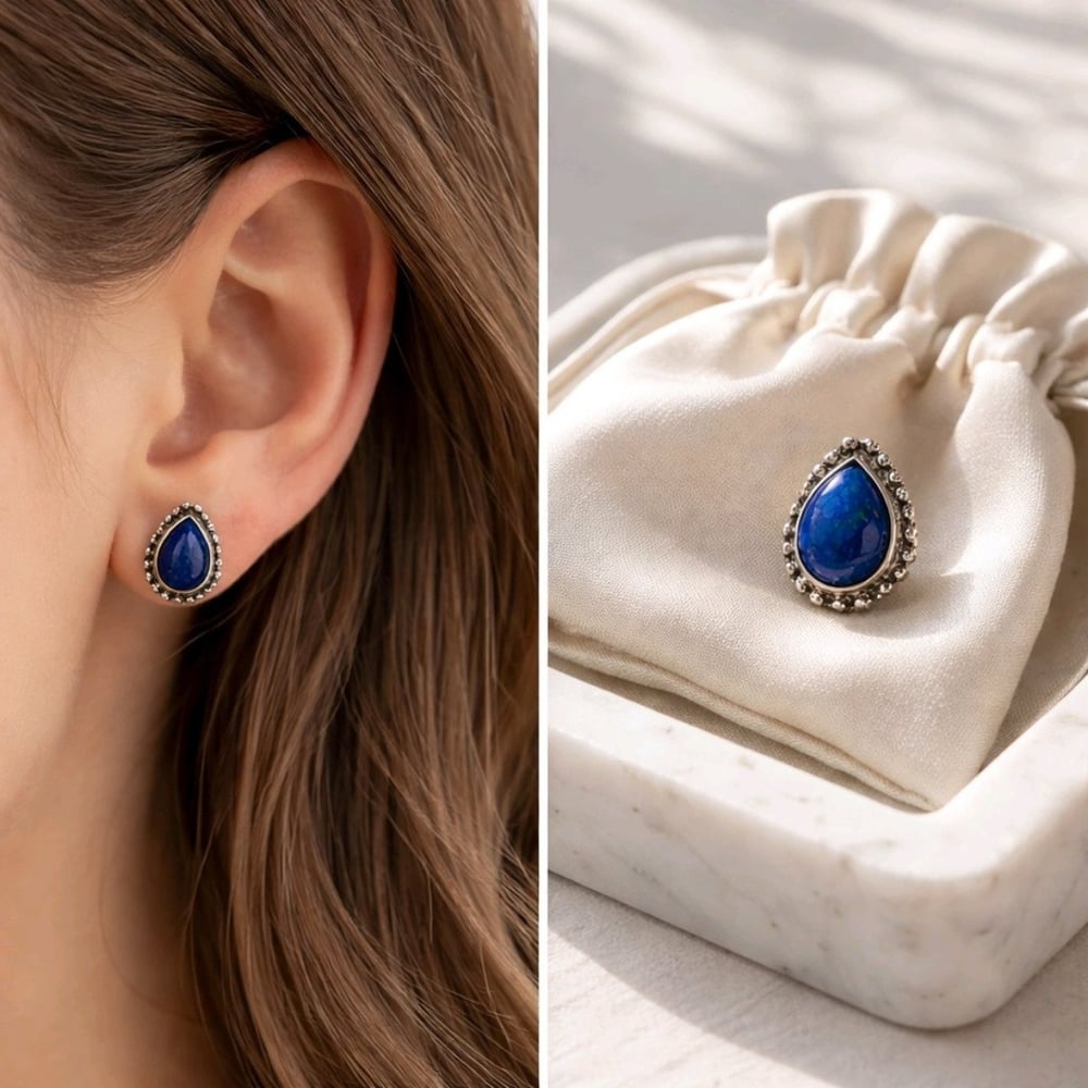 Lapis Lazuli Özel Tasarım Küpe – KP1054