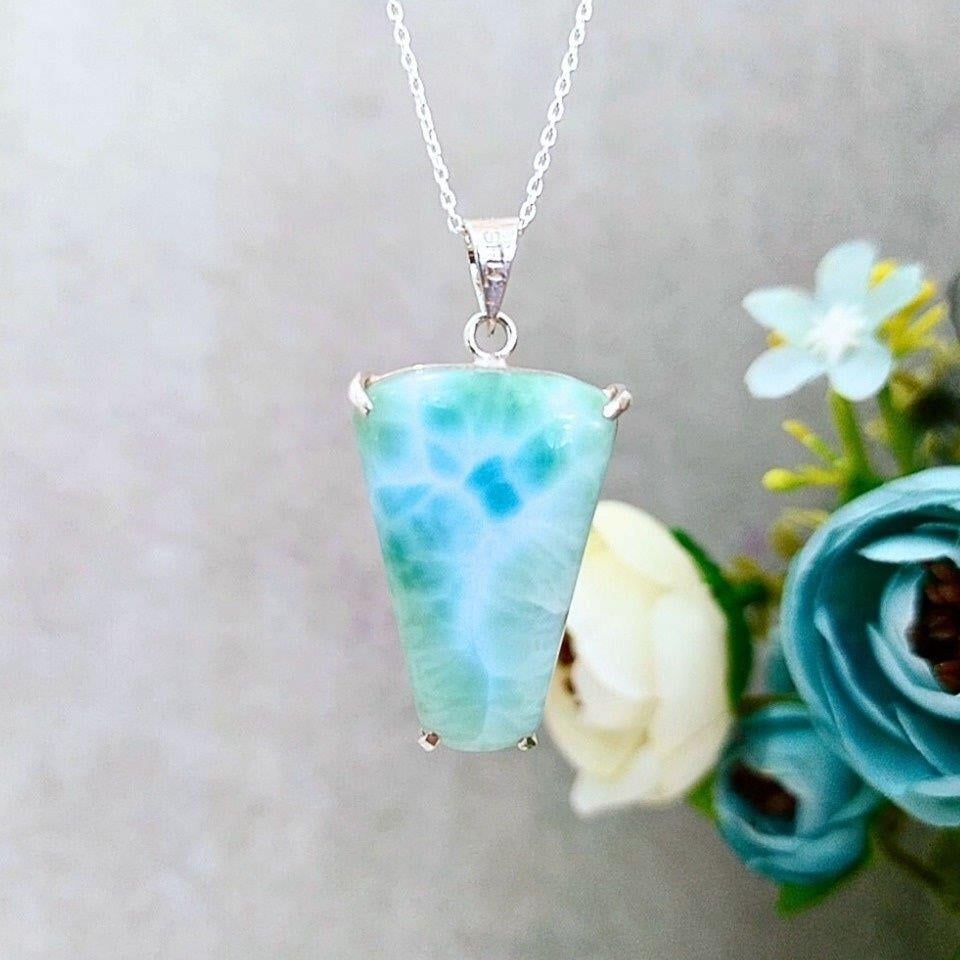 Silberhalskette mit Larimar 00993 – TSR993