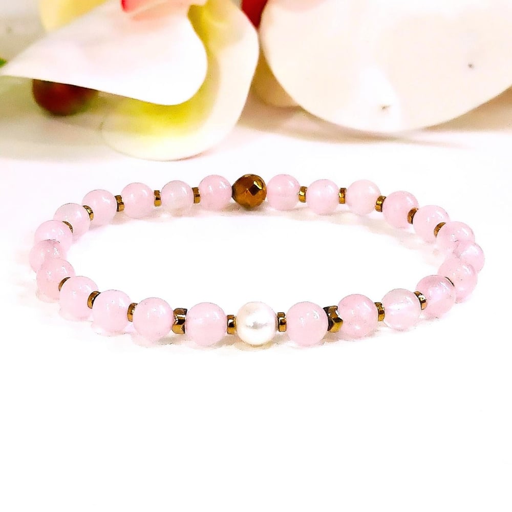 Pembe Kuvars Doğal Taş Bileklik – BLK979